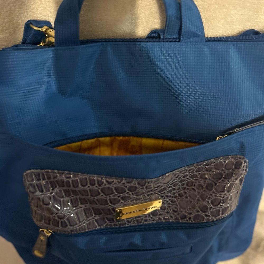 Samantha Brown  Blue Laptop Bag with Crocodile Pattern/ Travel - Picture 13 of 16